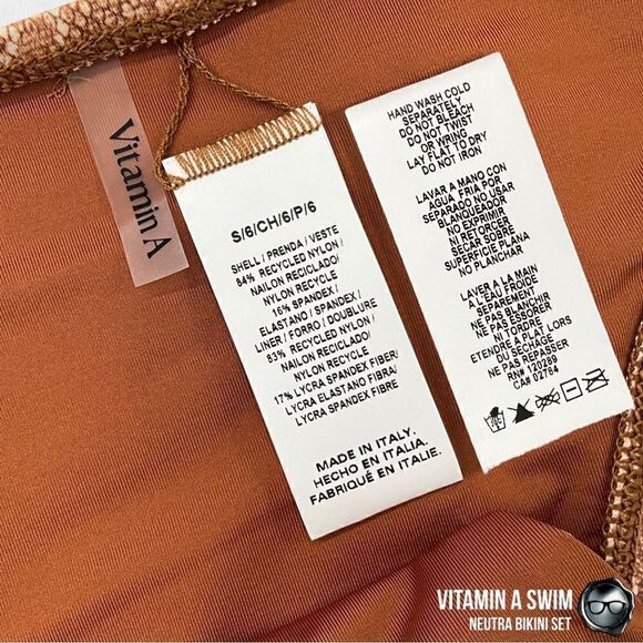 VITAMIN A SWIM NEUTRA 2 PIECE BIKINI SET BROWN BRALETTE TOP + SAND SNAKE BOTTOM - Picture 9 of 12